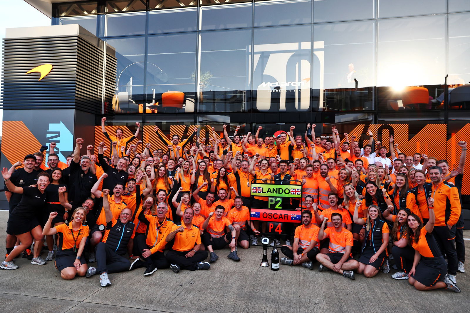 McLaren celebrate second and fourth position for Lando Norris (GBR) and Oscar Piastri (AUS).