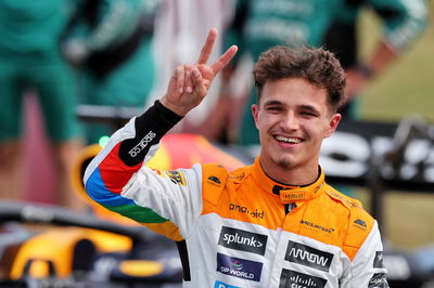 Lando Norris (GBR) McLaren celebrates his second position in parc ferme. Formula 1 World Championship, Rd 11, British