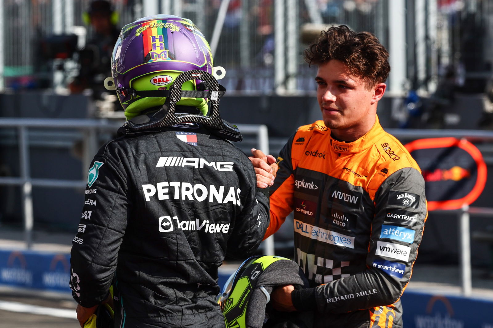 Lewis Hamilton (GBR), Mercedes AMG F1 and Lando Norris (GBR), McLaren F1 Team Formula 1 World Championship, Rd 12,