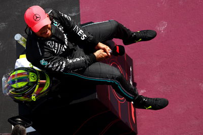 Pole sitter Lewis Hamilton (GBR) Mercedes AMG F1 in qualifying parc ferme. Formula 1 World Championship, Rd 12, Hungarian