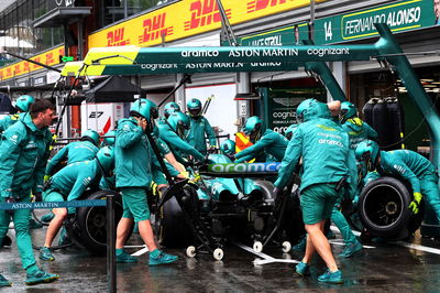 Aston Martin F1 Team practices a pit stop. Formula 1 World Championship, Rd 13, Belgian Grand Prix, Spa Francorchamps,