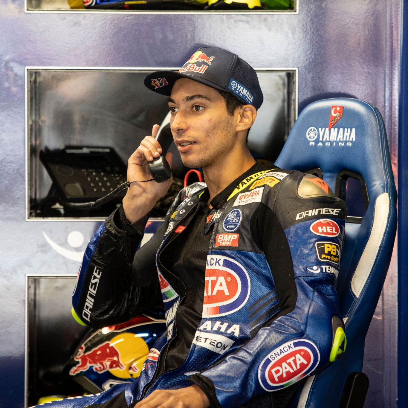 Toprak Razgatlioglu on the phone, Czech WorldSBK, 29 July