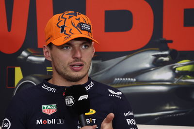 Max Verstappen (NLD) Red Bull Racing dalam konferensi pers FIA pasca balapan. Formula 1 World Championship, Rd 13, Belgian