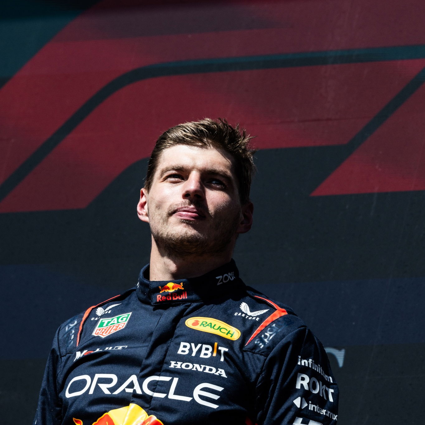 Race winner Max Verstappen (NLD) Red Bull Racing on the podium. Formula 1 World Championship, Rd 13, Belgian Grand Prix,