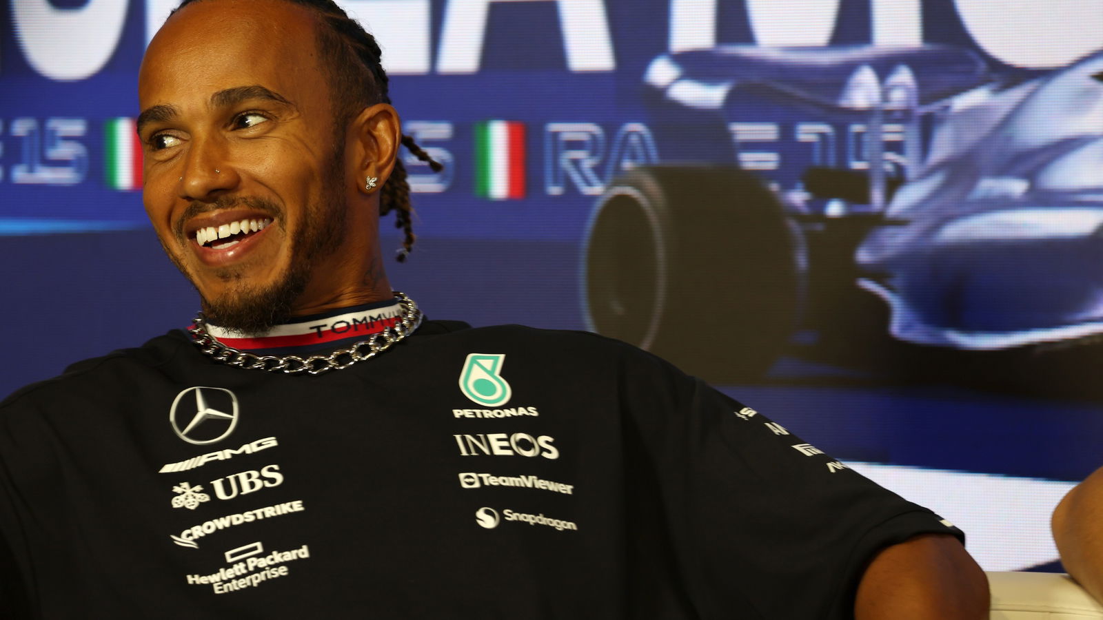 Lewis Hamilton (GBR) Mercedes AMG F1 in the FIA Press Conference. Formula 1 World Championship, Rd 15, Italian Grand Prix,