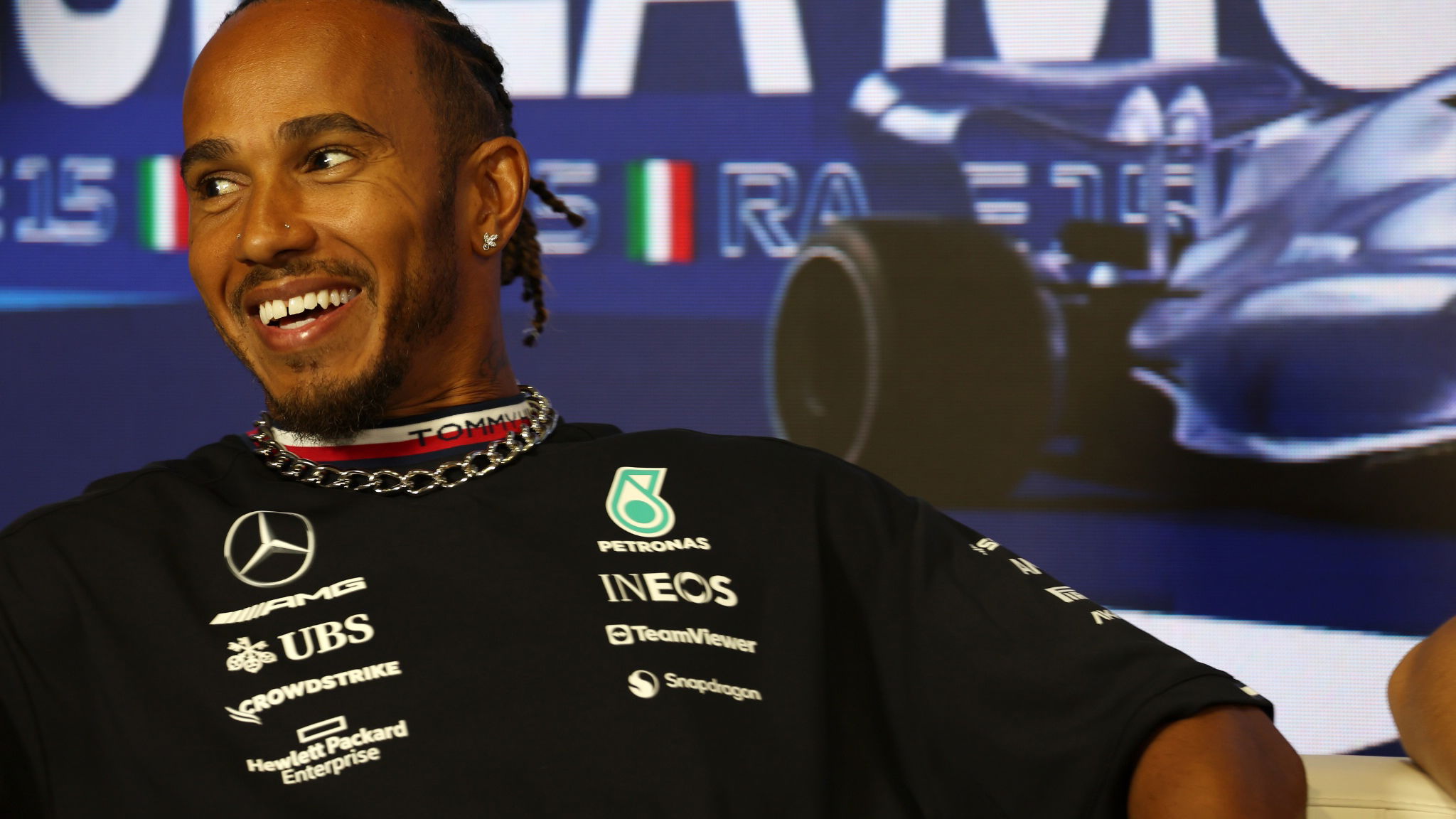 Lewis Hamilton (GBR) Mercedes AMG F1 in the FIA Press Conference. Formula 1 World Championship, Rd 15, Italian Grand Prix,