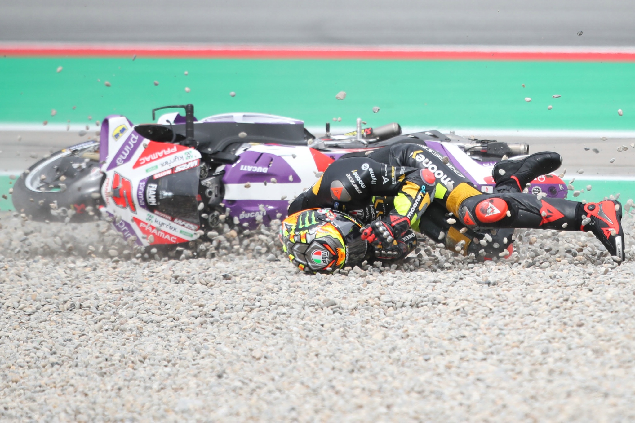 Marco Bezzecchi crash, MotoGP race, Catalunya MotoGP, 3 September