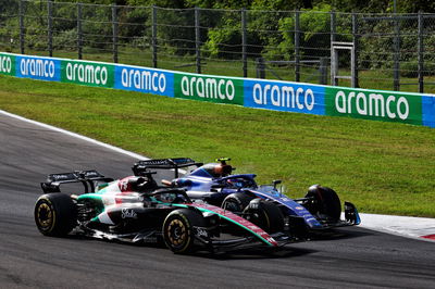 Valtteri Bottas (FIN) Alfa Romeo F1 Team C43 and Logan Sargeant (USA) Williams Racing FW45 battle for position. Formula 1