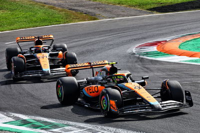 Lando Norris (GBR) McLaren MCL60 and Oscar Piastri (AUS) McLaren MCL60 battle for position. Formula 1 World Championship,