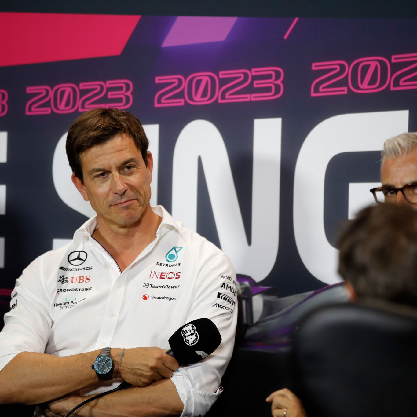 Toto Wolff (GER) Mercedes AMG F1 Shareholder and Executive Director in the FIA Press Conference. Formula 1 World