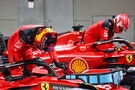 Pole sitter Carlos Sainz Jr (ESP) Ferrari and team mate Charles Leclerc (MON) Ferrari in qualifying parc ferme. Formula 1