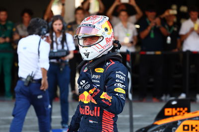 Max Verstappen (NLD) Red Bull Racing celebrates his pole position in qualifying parc ferme. Formula 1 World Championship,