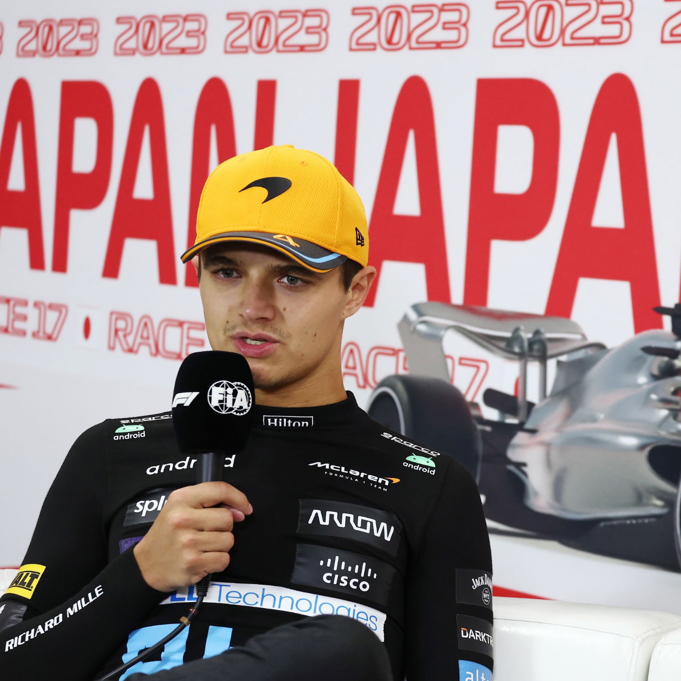 Lando Norris (GBR) McLaren in the post race FIA Press Conference. Formula 1 World Championship, Rd 17, Japanese Grand