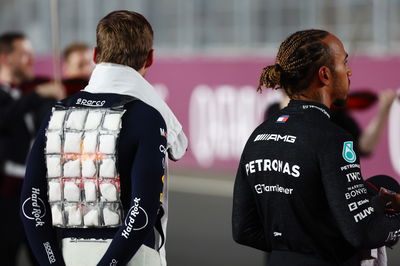 (L to R): Max Verstappen (NLD) Red Bull Racing with Lewis Hamilton (GBR) Mercedes AMG F1 on the drivers' parade. Formula 1