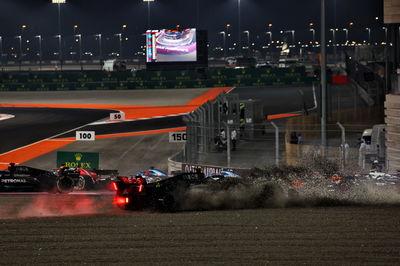 Lewis Hamilton (GBR) Mercedes AMG F1 W14 crashed out at the start of the race. Formula 1 World Championship, Rd 18, Qatar