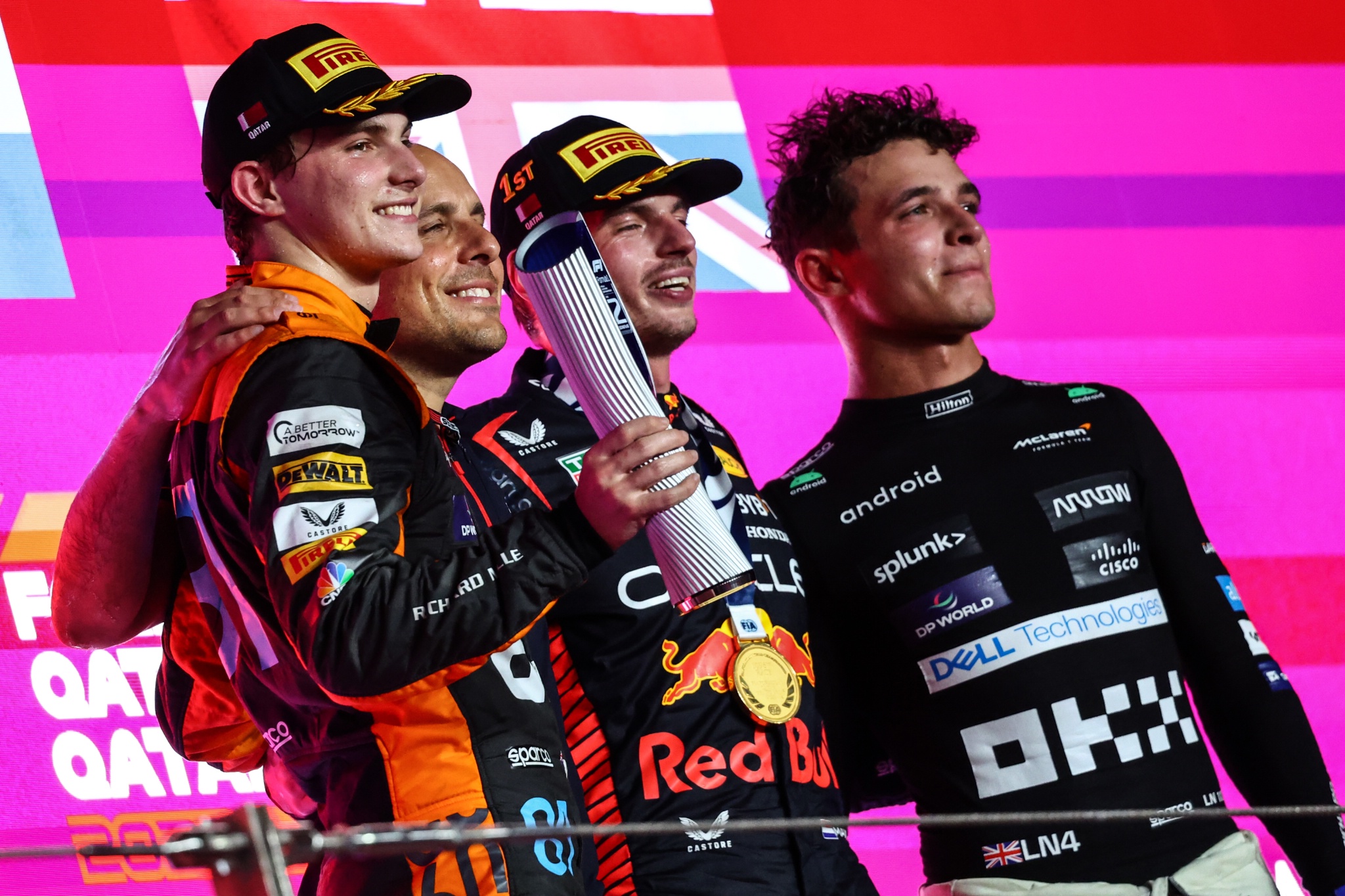 Oscar Piastri (AUS), McLaren Lando Norris (GBR), McLaren F1 Team Max Verstappen (NLD), Red Bull Racing Formula 1 World