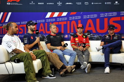 (L to R): Lewis Hamilton (GBR) Mercedes AMG F1; Daniel Ricciardo (AUS) AlphaTauri; Kevin Magnussen (DEN) Haas F1 Team;