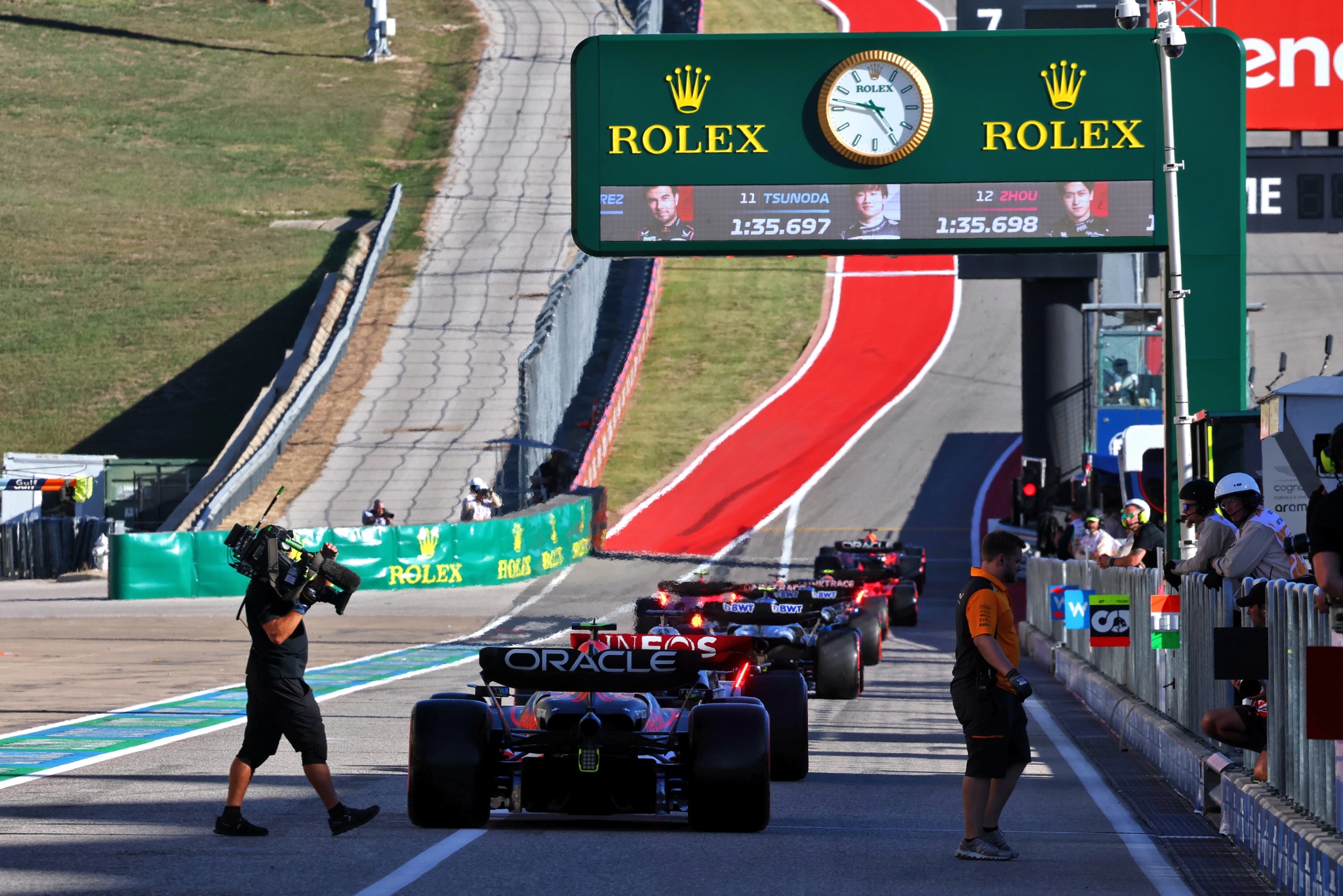 Sergio Perez (MEX) Red Bull Racing RB19 leaves the pits. Formula 1 World Championship, Rd 19, United States Grand Prix,