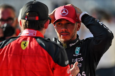 Lewis Hamilton (GBR) Mercedes AMG F1 with Charles Leclerc (MON) Ferrari in qualifying parc ferme. Formula 1 World