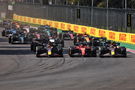 (L to R): Max Verstappen (NLD) Red Bull Racing RB19; Charles Leclerc (MON) Ferrari SF-23; and Sergio Perez (MEX) Red Bull