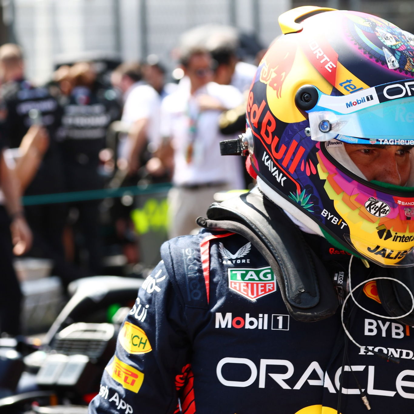 Sergio Perez (MEX) Red Bull Racing on the grid. Formula 1 World Championship, Rd 20, Mexican Grand Prix, Mexico City,