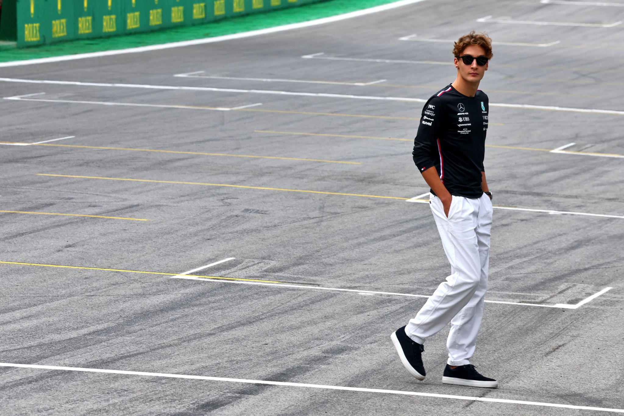 George Russell (GBR) Mercedes AMG F1 walks the circuit. Formula 1 World Championship, Rd 21, Brazilian Grand Prix, Sao