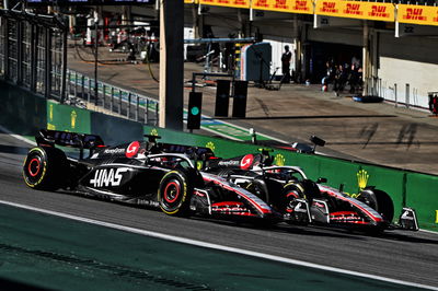 Kevin Magnussen (DEN) Haas VF-23 and Nico Hulkenberg (GER) Haas VF-23 battle for position. Formula 1 World Championship,