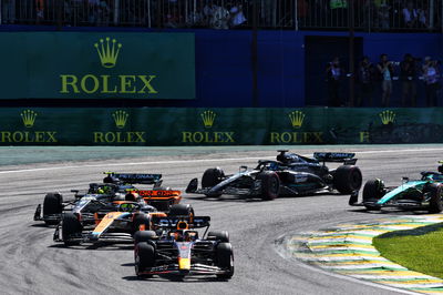 Max Verstappen (NLD) Red Bull Racing RB19 leads at the race restart. Formula 1 World Championship, Rd 21, Brazilian Grand