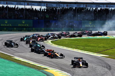 Max Verstappen (NLD) Red Bull Racing RB19 leads at the race restart. Formula 1 World Championship, Rd 21, Brazilian Grand