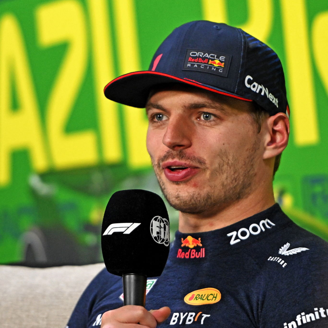 Max Verstappen (NLD) Red Bull Racing in the post race FIA Press Conference. Formula 1 World Championship, Rd 21, Brazilian