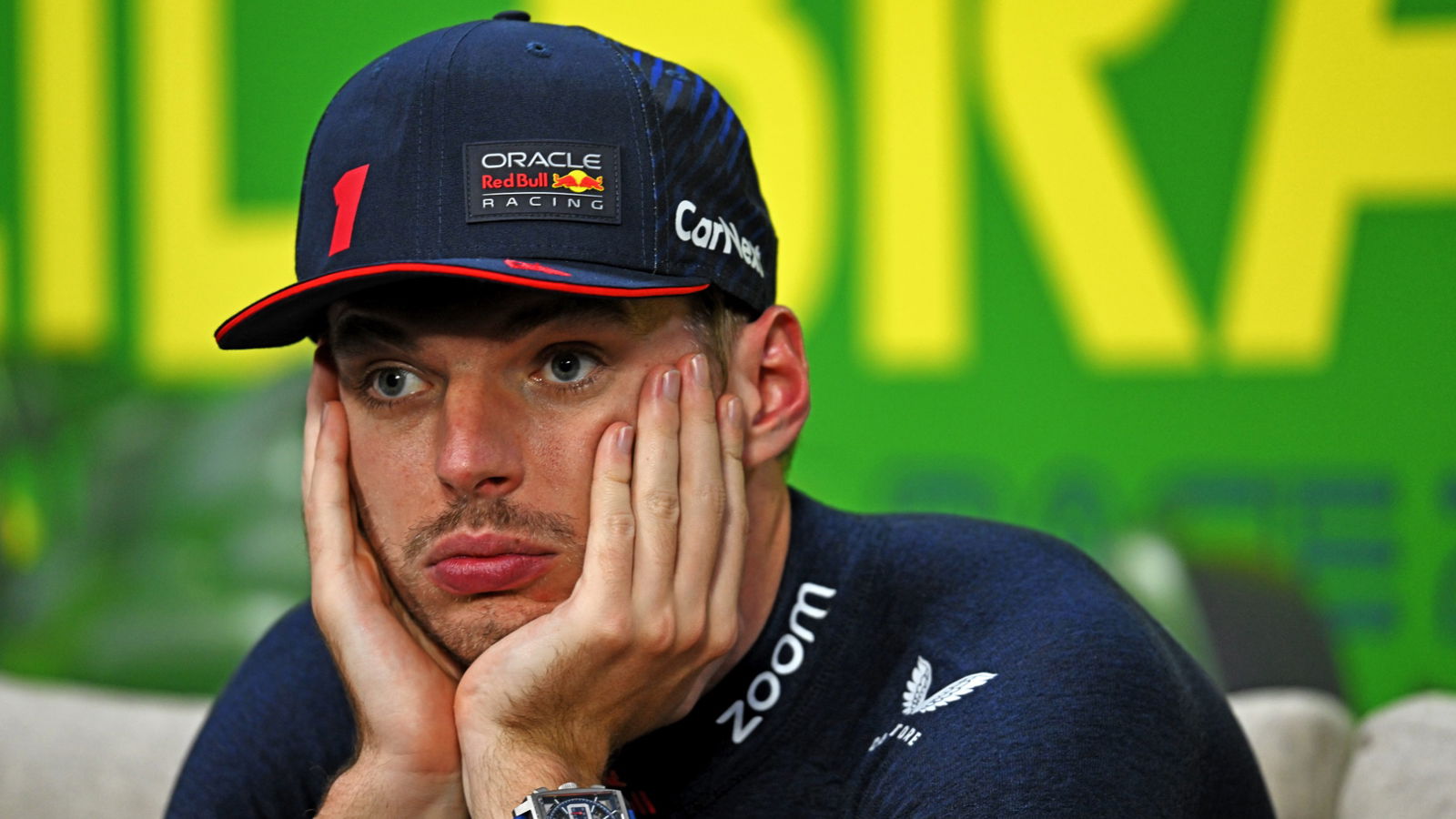 Max Verstappen (NLD) Red Bull Racing in the post race FIA Press Conference. Formula 1 World Championship, Rd 21, Brazilian