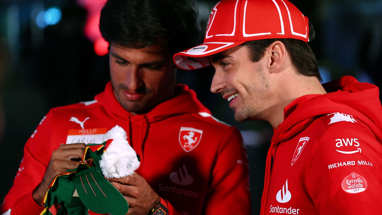 (L to R): Carlos Sainz Jr (ESP) Ferrari and Charles Leclerc (MON) Ferrari. Formula 1 World Championship, Rd 22, Las Vegas