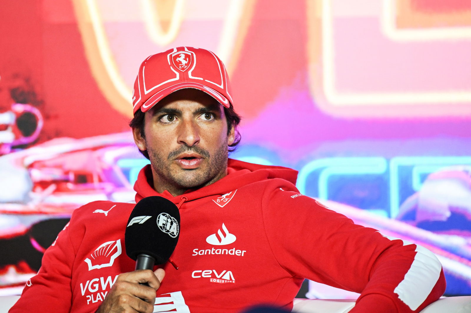 Carlos Sainz Jr (ESP) Ferrari in the FIA Press Conference. Formula 1 World Championship, Rd 22, Las Vegas Grand Prix, Las