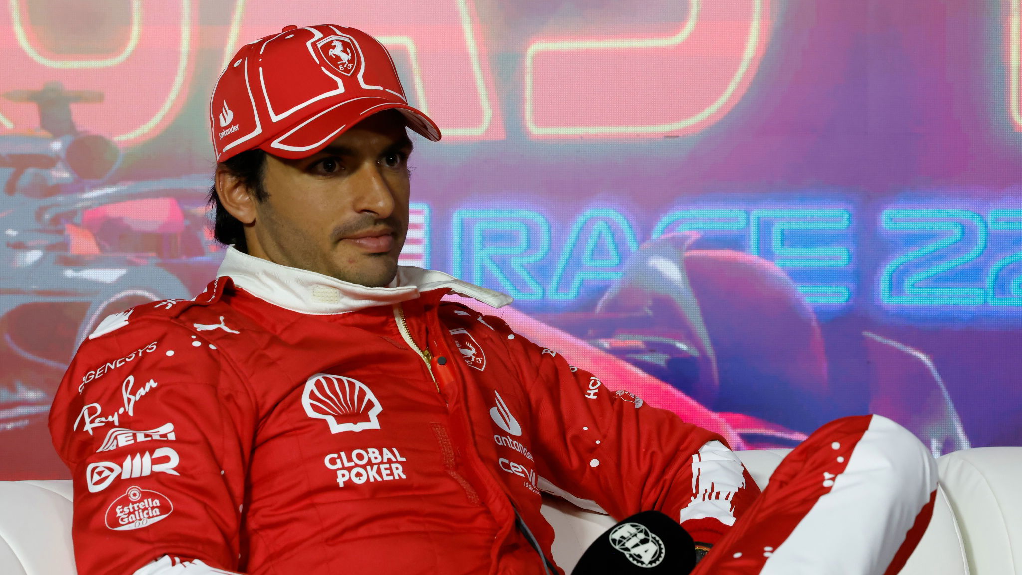 Carlos Sainz Jr (ESP) Ferrari in the post qualifying FIA Press Conference. Formula 1 World Championship, Rd 22, Las Vegas