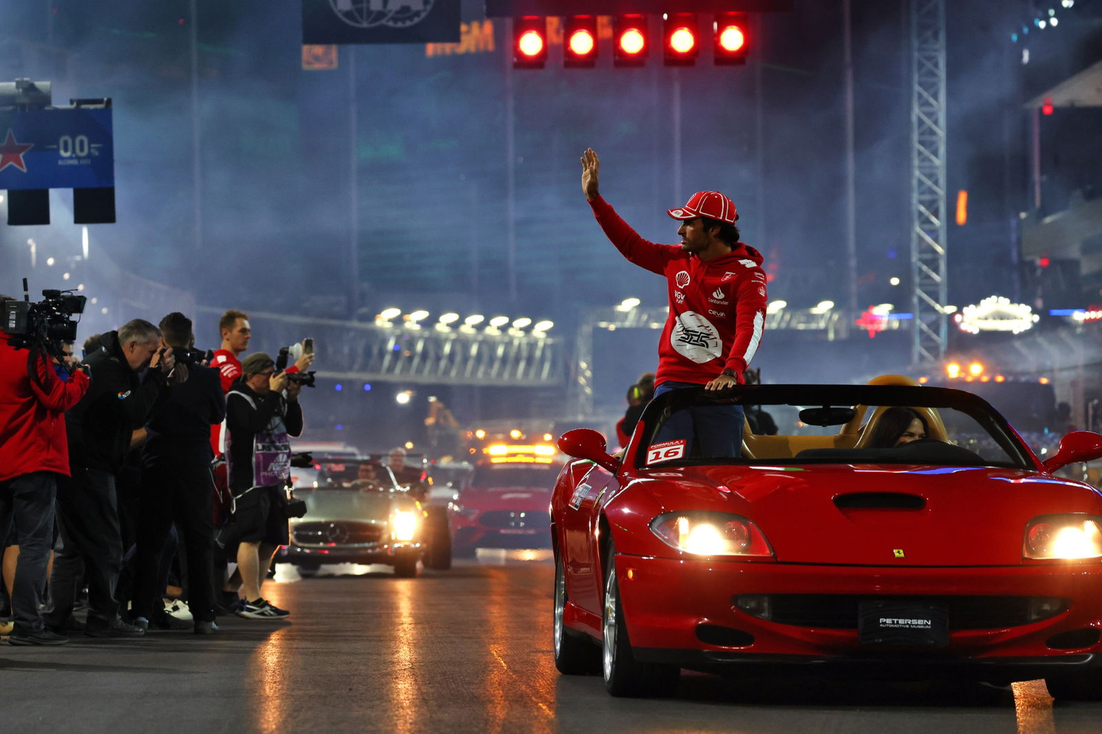 Carlos Sainz Jr (ESP) Ferrari on the drivers' parade. Formula 1 World Championship, Rd 22, Las Vegas Grand Prix, Las