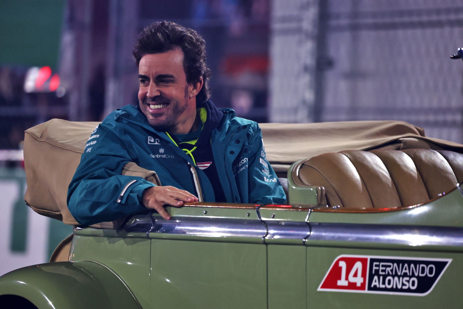 Fernando Alonso (ESP) Aston Martin F1 Team AMR23 on the drivers' parade. Formula 1 World Championship, Rd 22, Las Vegas