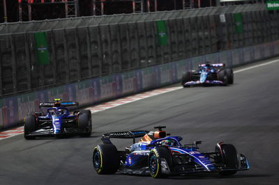 Alexander Albon (THA) Williams Racing FW44 leads Logan Sargeant (USA) Williams Racing FW45. Formula 1 World Championship,