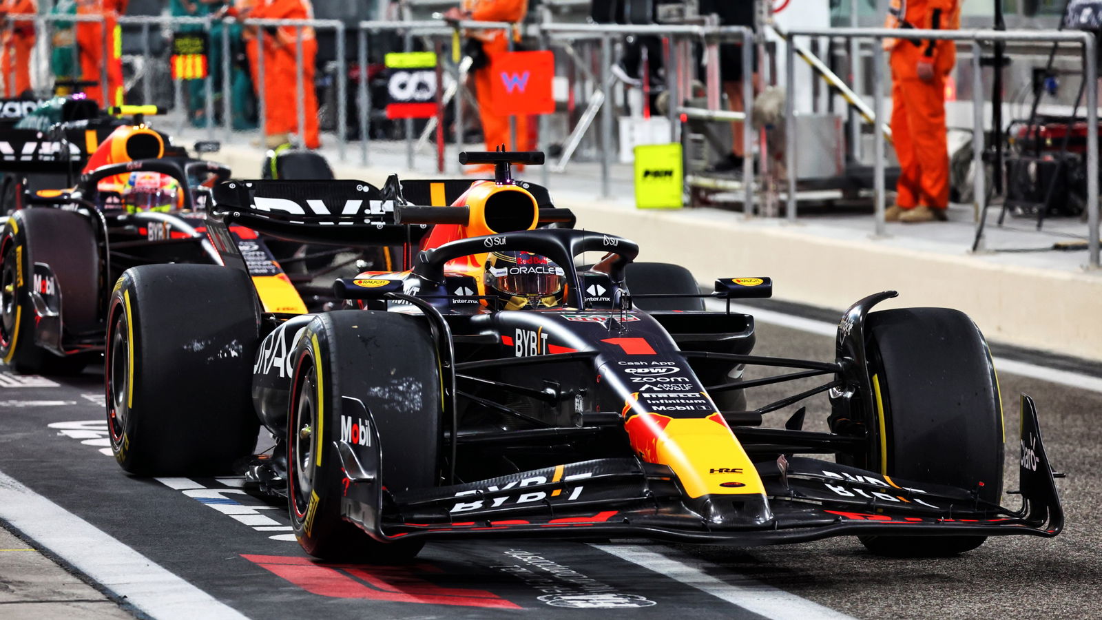 Max Verstappen (NLD) Red Bull Racing RB19 leaves the pits. Formula 1 World Championship, Rd 23, Abu Dhabi Grand Prix, Yas