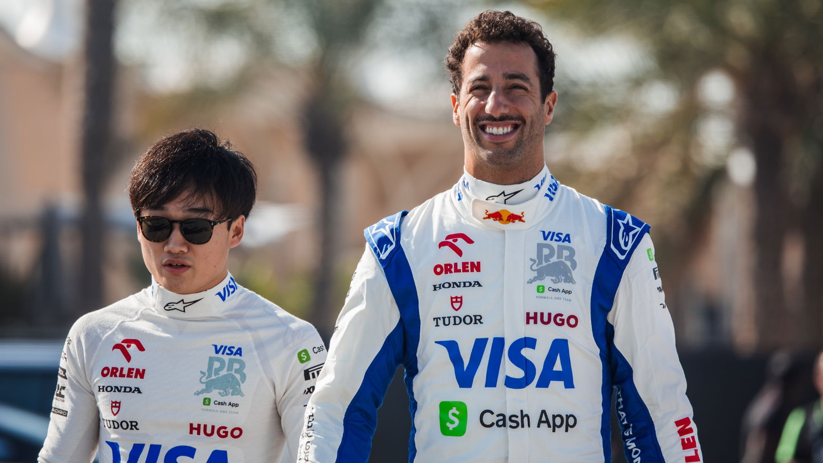 (L to R): Yuki Tsunoda (JPN) RB and Daniel Ricciardo (AUS) RB. Formula 1 Testing, Sakhir, Bahrain, Day One.-