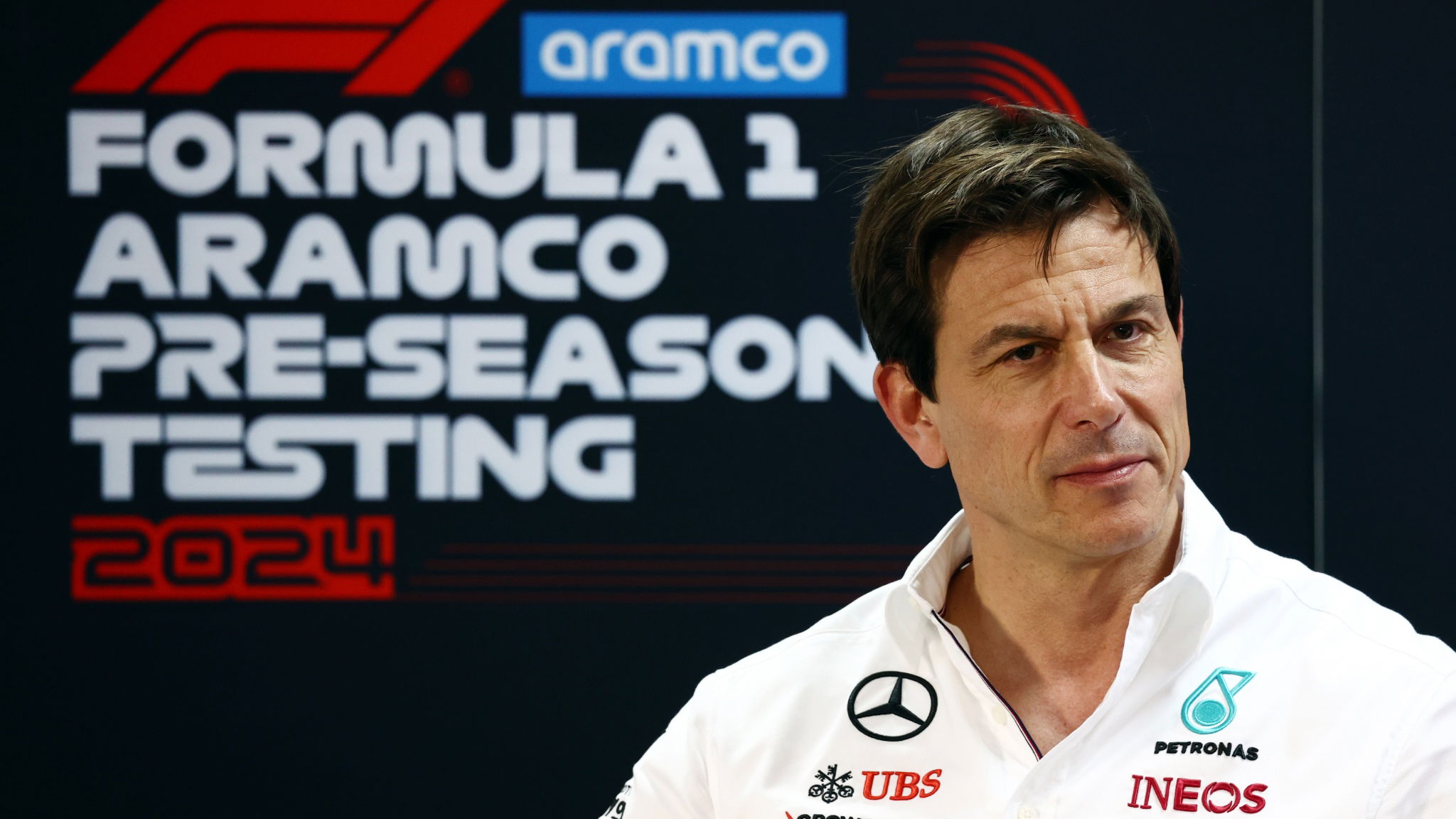 Toto Wolff (GER) Mercedes AMG F1 Shareholder and Executive Director in the FIA Press Conference. Formula 1 Testing,