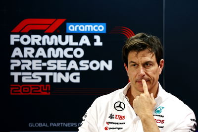 Toto Wolff (GER) Mercedes AMG F1 Shareholder and Executive Director in the FIA Press Conference. Formula 1 Testing,