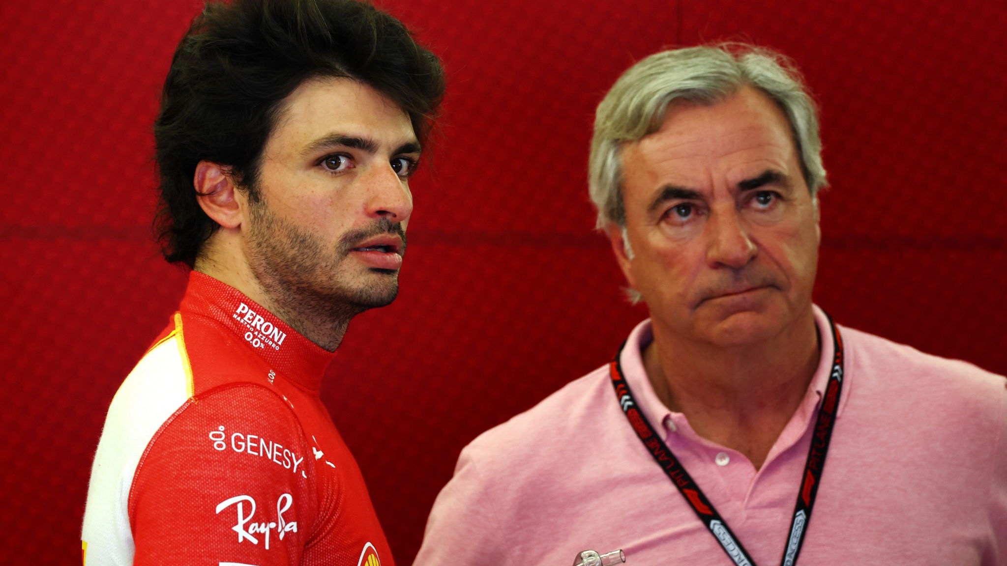 (L to R): Carlos Sainz Jr (ESP) Ferrari with his father Carlos Sainz (ESP). Formula 1 Testing, Sakhir, Bahrain, Day