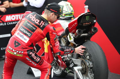 Alvaro Bautista, worn Pirelli tyre, race 2, Australian WorldSBK, 25 February