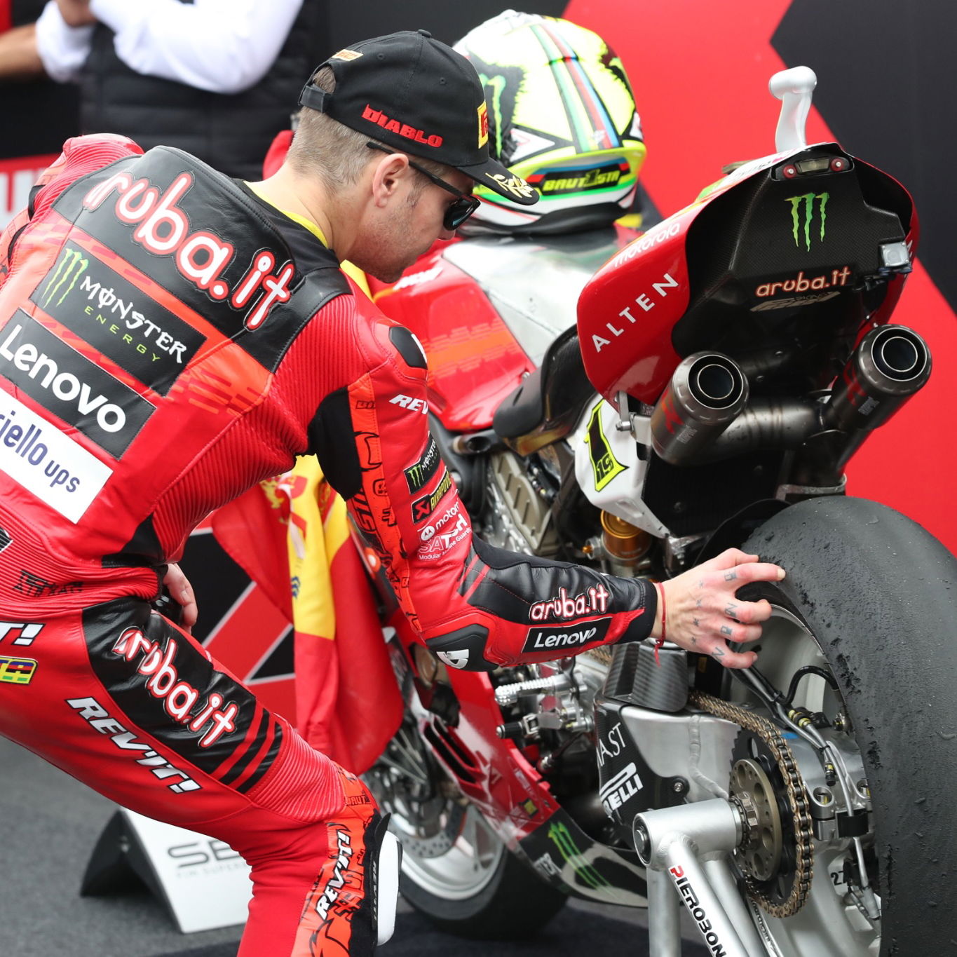 Alvaro Bautista, worn Pirelli tyre, race 2, Australian WorldSBK, 25 February