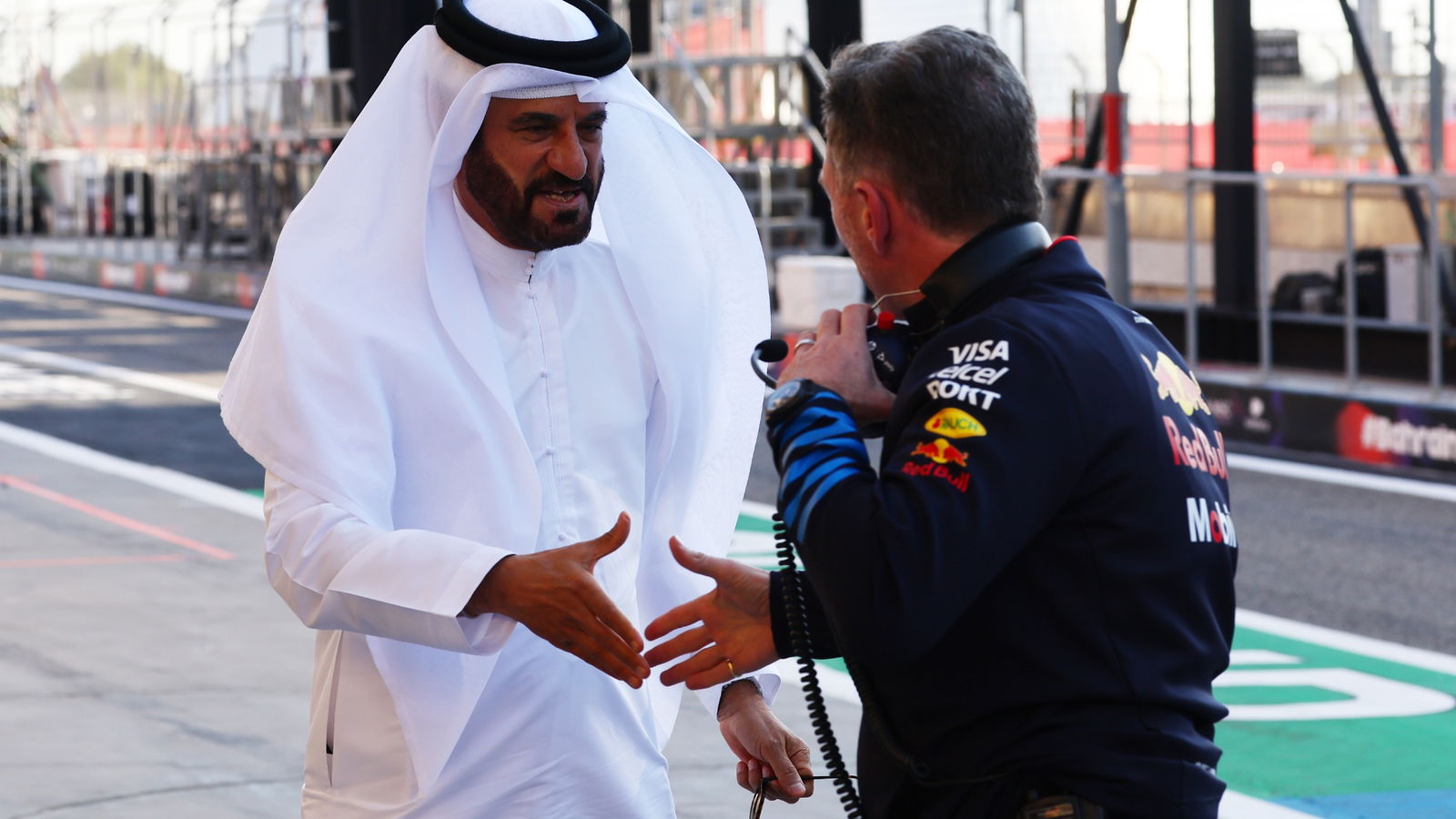 (L to R): Mohammed Bin Sulayem (UAE) FIA President with Christian Horner (GBR) Red Bull Racing Team Principal. Formula 1