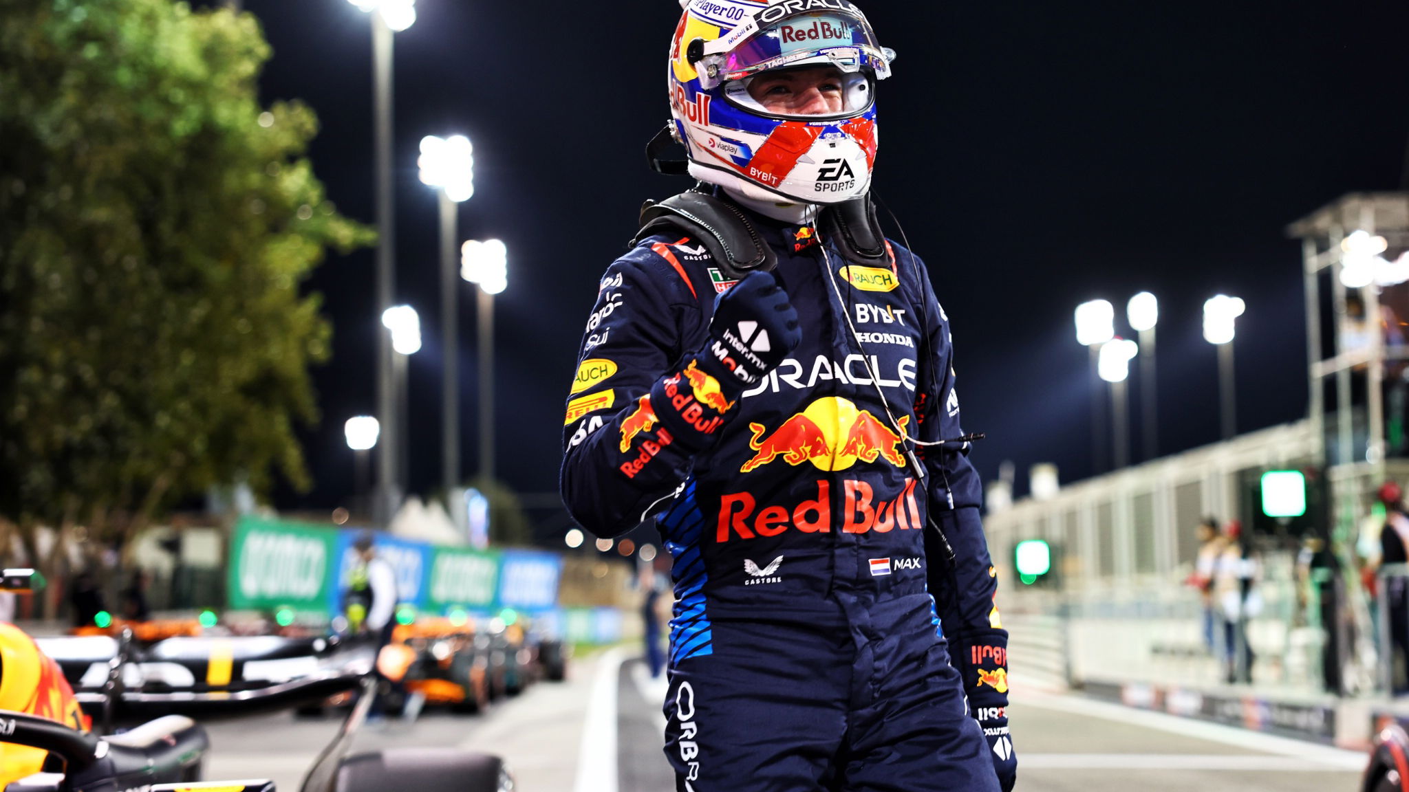 Max Verstappen (NLD) Red Bull Racing celebrates his pole position in qualifying parc ferme. Formula 1 World Championship,