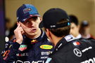 Max Verstappen (NLD) Red Bull Racing with George Russell (GBR) Mercedes AMG F1 in qualifying parc ferme. Formula 1 World