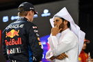 (L to R): Max Verstappen (NLD) Red Bull Racing with Mohammed Bin Sulayem (UAE) FIA President in qualifying parc ferme.