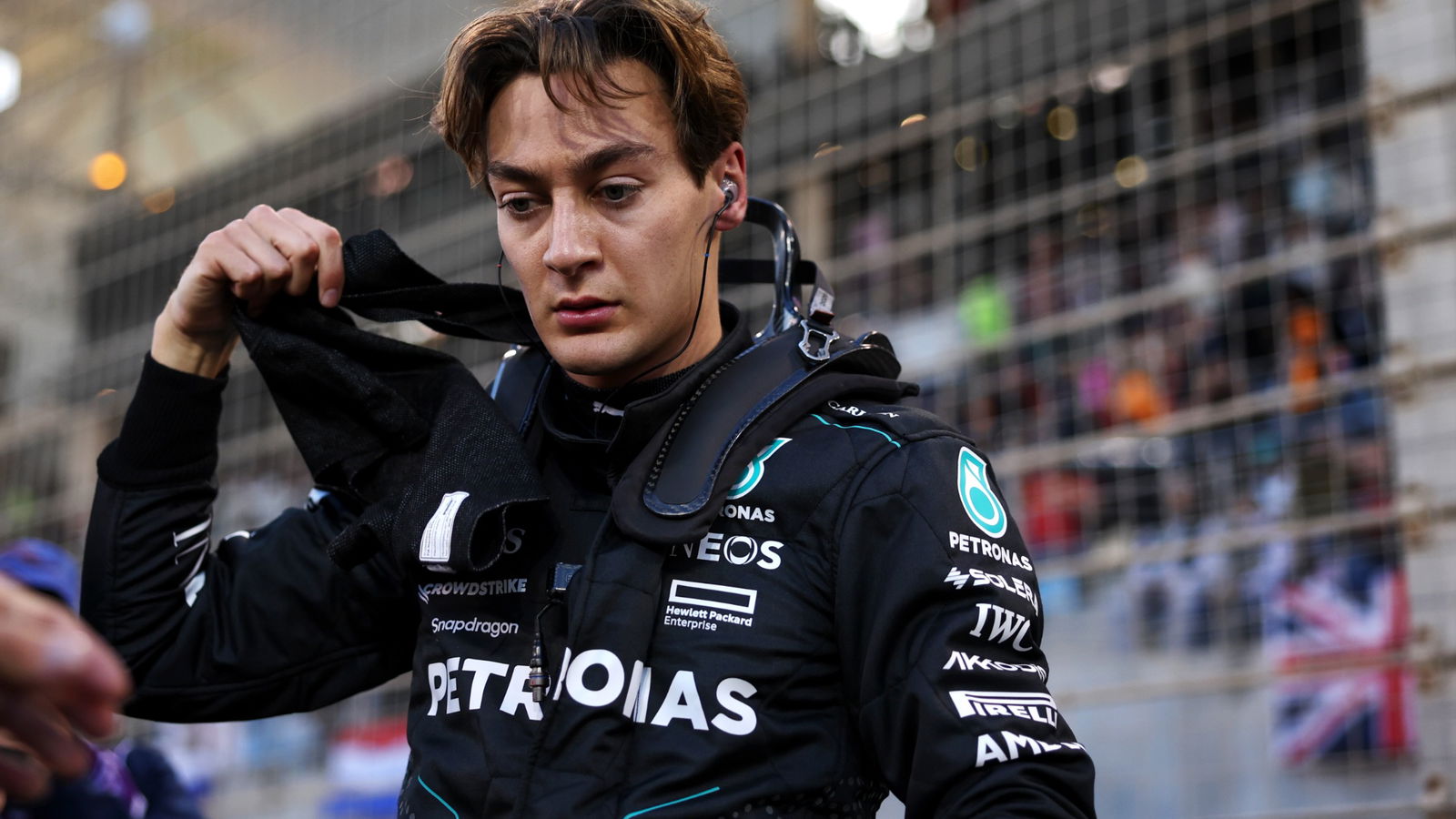 George Russell (GBR) Mercedes AMG F1 on the grid. Formula 1 World Championship, Rd 1, Bahrain Grand Prix, Sakhir, Bahrain,