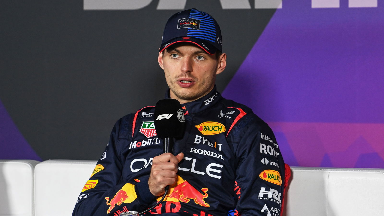 Max Verstappen (NLD) Red Bull Racing RB20 in the post race FIA Press Conference. Formula 1 World Championship, Rd 1,